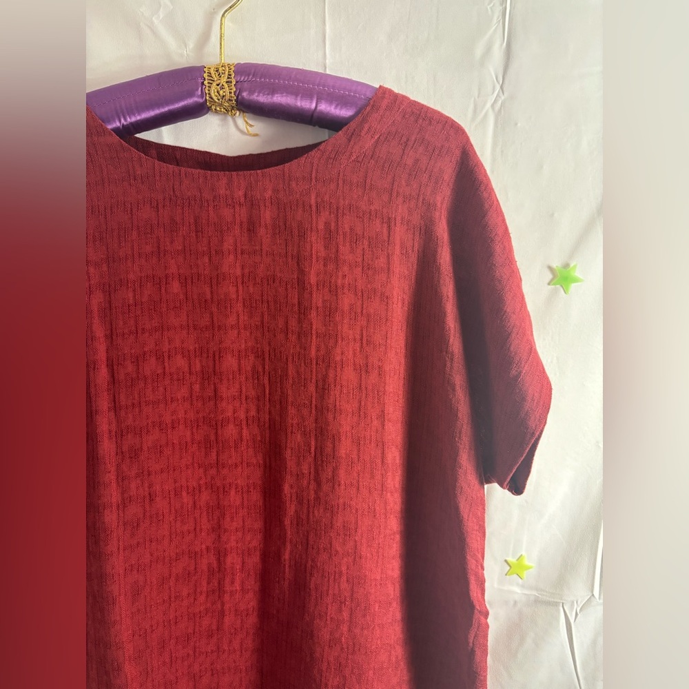 NWT Brick Red Soft Surroundings Remi Gauze Slip Linen Blend Shirt Dress Size M - Picture 10 of 16